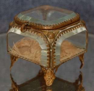 ANTIQUE FRENCH VICTORIAN GILDED BRONZE JEWELRY CASKET  