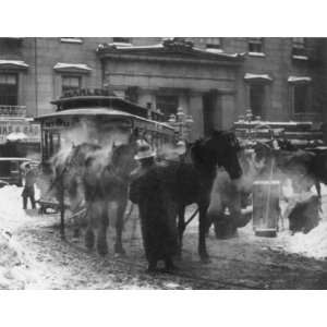  1892 Steamy horses pulling Harlem street car PHOTO