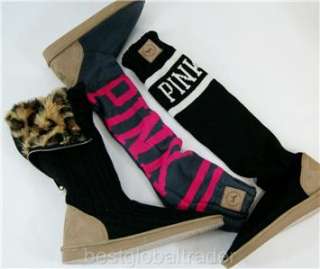 NEW Victorias Secret Pink Slouchy Bootie MUKLUK Boots Slipper Socks 