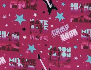 Quilting Fabric Disney Camp Rock Character Name Fuchsia  