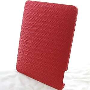 APPLE IPAD Hard Snap On Faux Leather RED BRAIDED Design Sleeve Case 