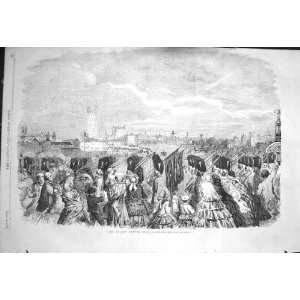    1856 GUARDS MARCHING VAUXHALL BRIDGE LONDON ENGLAND