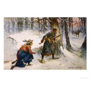  Hunter and Native Tracker Canada Giclee Poster Print by 