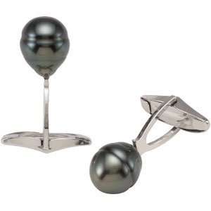    Sterling Silver Tahitian Cultured Pearl Cuff Links Jewelry