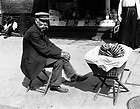 PEANUT AND PRETZEL STREET VENDOR AND CART 1910s PHOTO  