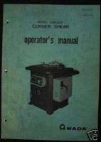 Amada CSW 220 Corner Shear Notcher Operators Manual  