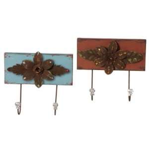  Double Wall Hook with Metal Flower Set