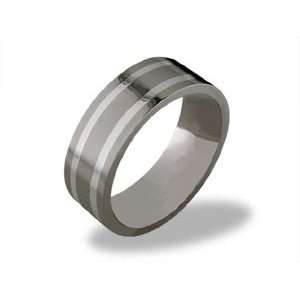  Argenti   size 11.25 Titanium Band with Silver Inlay 