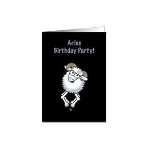 Aries ram birthday party invitation cartoon Card