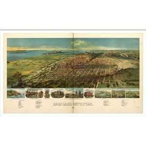  Historic Salt Lake City, Utah, c. 1891 (L) Panoramic Map 