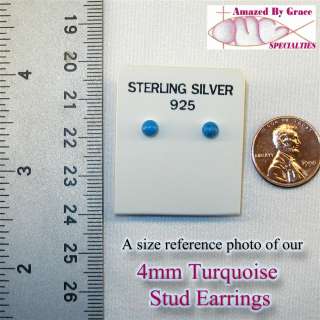 Sterling Silver 4mm Turquoise Ball Stud Earrings  