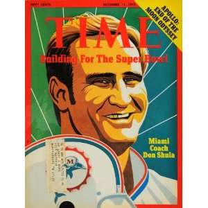  1972 Cover Time Super Bowl Miami Dolphin Coach D. Shula 