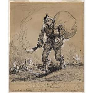 WWI cartoon,german soldier,c1918,Rollin Kirby,Loot 