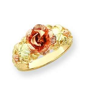 10k Tri Color Black Hills Gold Fancy Rose Ring, Size 7 