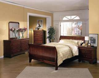 4PC Louis Phillipe King Size Cherry Sleigh Bedroom Set  