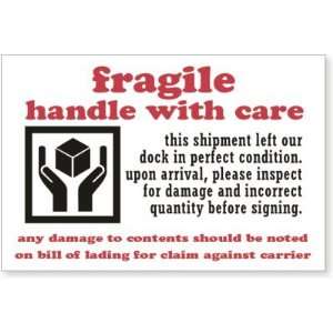  Fragile Handle with Care (with hand/box symbol) Coated 