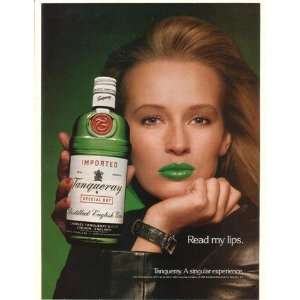  1990 Tanqueray Gin Lady with Green Lips Print Ad (21306 