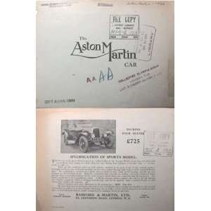  Aston Martin Brochure 1925 Books