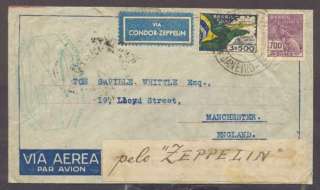 Brazil To UK By Zeppelin Cover 1933 With 2 Stamps. Very Nice. L@@K 