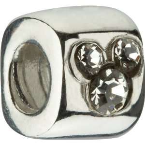   Disney Silver CZ Mickey Bead * Authentic DIS 500A Chamilia Jewelry