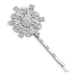  Silver Plated Crystal Flower Fashion Bobby Pin Jewelry