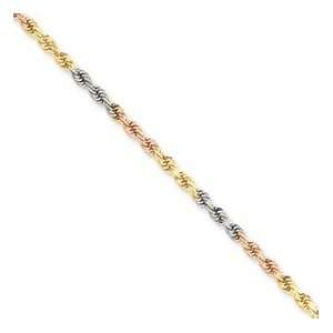    14K Tri Color Gold 2.9mm Diamond Cut Rope Chain 20 Jewelry