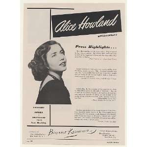  1948 Mezzo Soprano Alice Howland Photo Booking Print Ad 