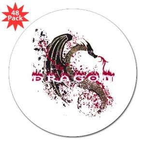  3 Lapel Sticker (48 Pack) Dragon Grafitti Grunge 