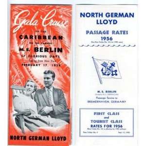  North German Lloyd 1956 Berlin Cruise Brochure & Rates 