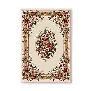  Ivory Floral Aubusson Rug, 52 x 74