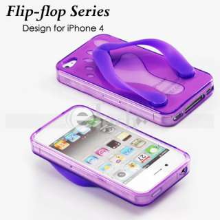 Flip flop Series Slipper TPU Case for iPhone 4 Purple   