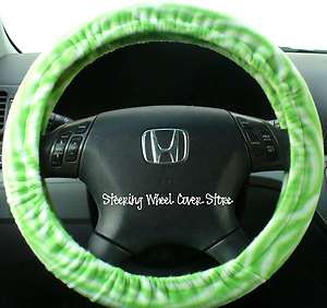 Car Truck Universal Grip Steering Wheel Cover Soft Lime Green Zebra 