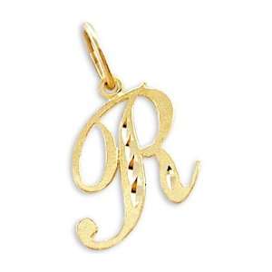  14k Yellow Gold Initial Letter R Pendant Jewelry