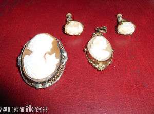 Vintage Cameos ~ Earrings ~ Pendant ~ Brooch ~ 10 kt  