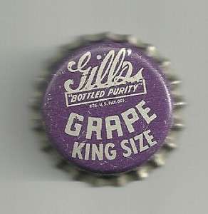 Vintage Cork Lined Cap Gills Grape Soda Beeville,Texas  
