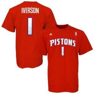   Pistons #1 Allen Iverson Red Net Player T shirt