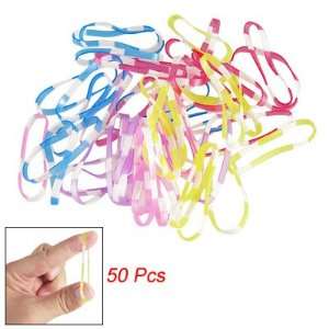  50 Pcs Blue Purple Red Pink Yellow Elastic Hair Rubber Band 