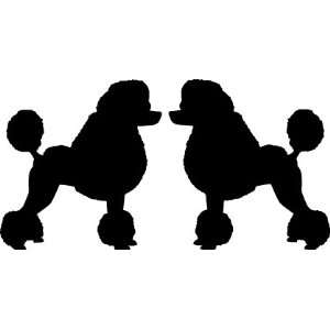 Two opposing silhouettes of a Standard POODLE vinyl decal available in 