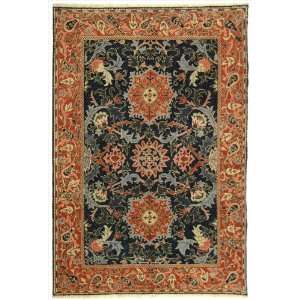  Blue/Rust Color Hand Knotted Chinese Turkistan Collection Rug