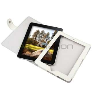 WHITE LEATHER FLIP CASE+Stylus FOR APPLE iPad 1 WIFI  