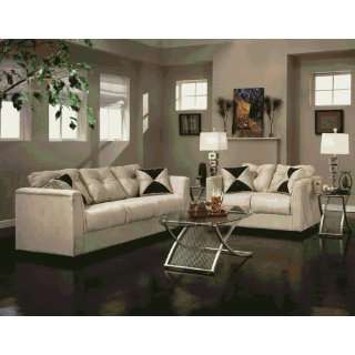  Bronx PureSuede Stone with Black Leather 3pc Sofa Set 