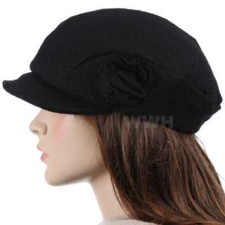 Charm Stylish Newsboy Apple Hat Cap Black ne664d  