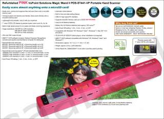 VuPoint Magic Wand II 2 Portable Scanner PDS ST441 VP   SPARKLING PINK 