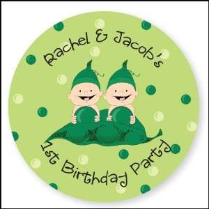 Twins   Two Peas in a Pod Caucasian   24 Round Personalized Birthday 