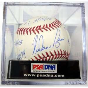 Nolan Ryan Autographed MLB Baseball 7 No Hitters with Dates Holo & PSA 
