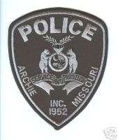 ARCHIE MISSOURI MO service and protection POLICE PATCH  