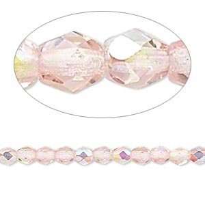  Light Rose AB 4mm Faceted Round Czech Glass Bead Strand 