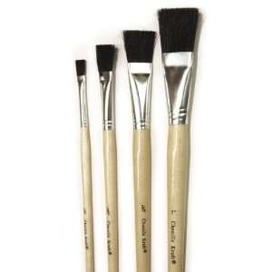  Black Bristle Easel Brush 6 Set
