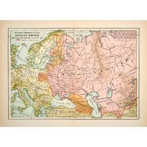  1921 Print Map European Russian Empire Pre Revolution 