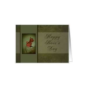  Happy Bosss Day, Flower with Green Background Card 